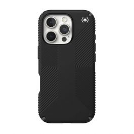 Speck Presidio Grip tok iPhone 16 Pro-hoz — Fekete/Palaszürke/Fehér