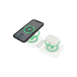 Dviced – 2-in-1 összecsukható vezeték nélküli mágneses töltőállomás, 15W gyorstöltéssel – fehér