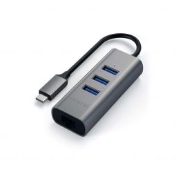 Satechi – TYPE-C 2 az 1-ben 3 Portos USB 30 Hub & Ethernet - asztroszürke