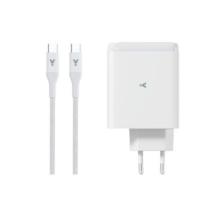 iSTYLE – 100 Wattos GaN adapter és 2m-es UBC-C töltőkábel csomag - Fehér