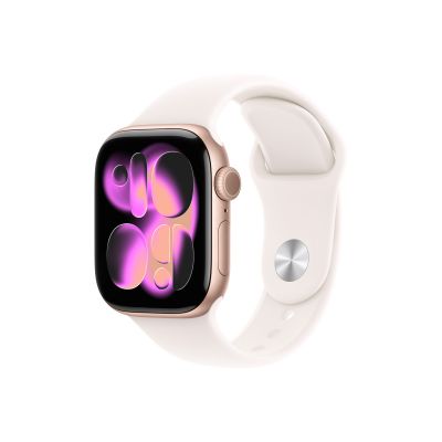 Apple Watch Series 11 GPS – 42 mm-es rozéarany alumíniumtok, lágy rózsaszín sportpánt – S/M