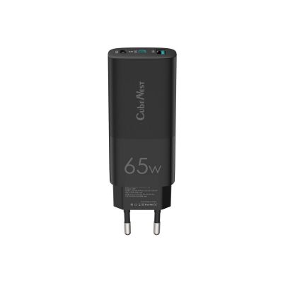 CubeNest – S3D0 - GaN PD 65W háromportos hálózati adapter - fekete