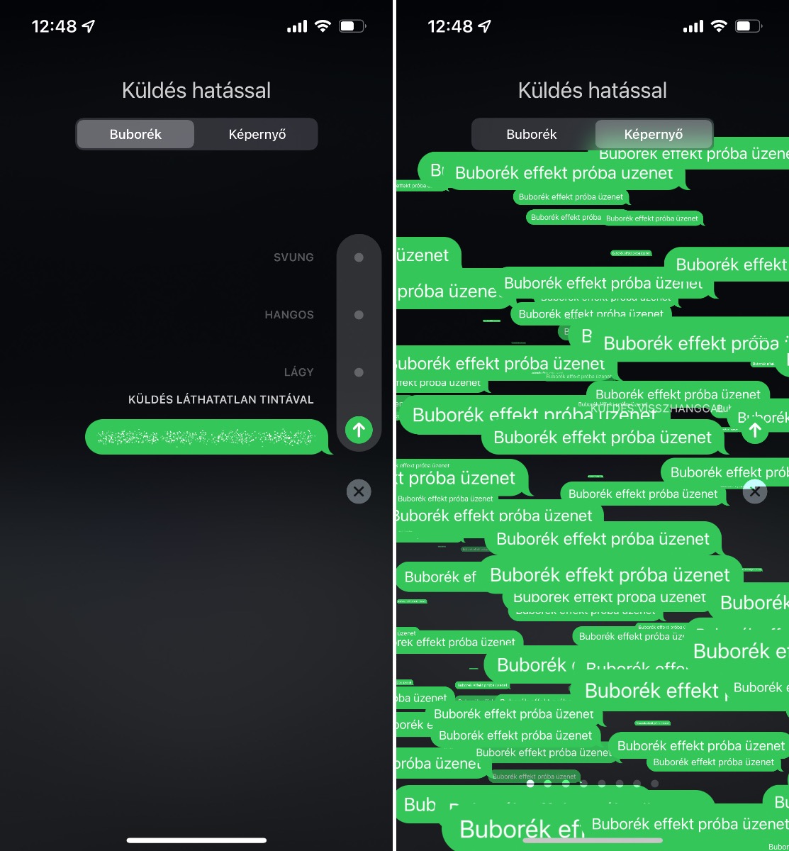 Effektek az iMessage-ben