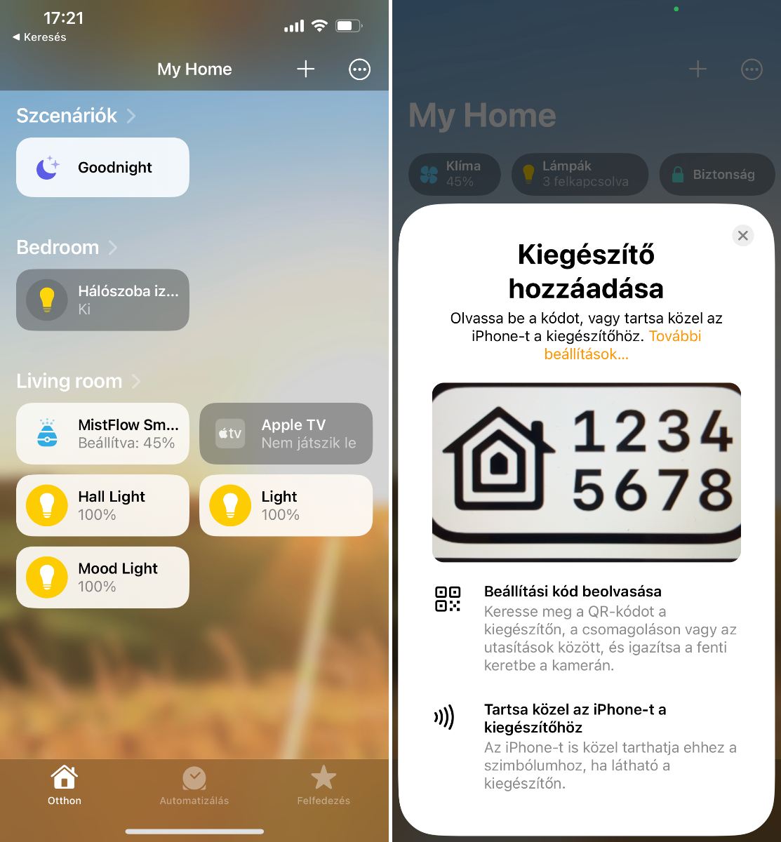 Apple HomeKit konfigur&aacute;l&aacute;s