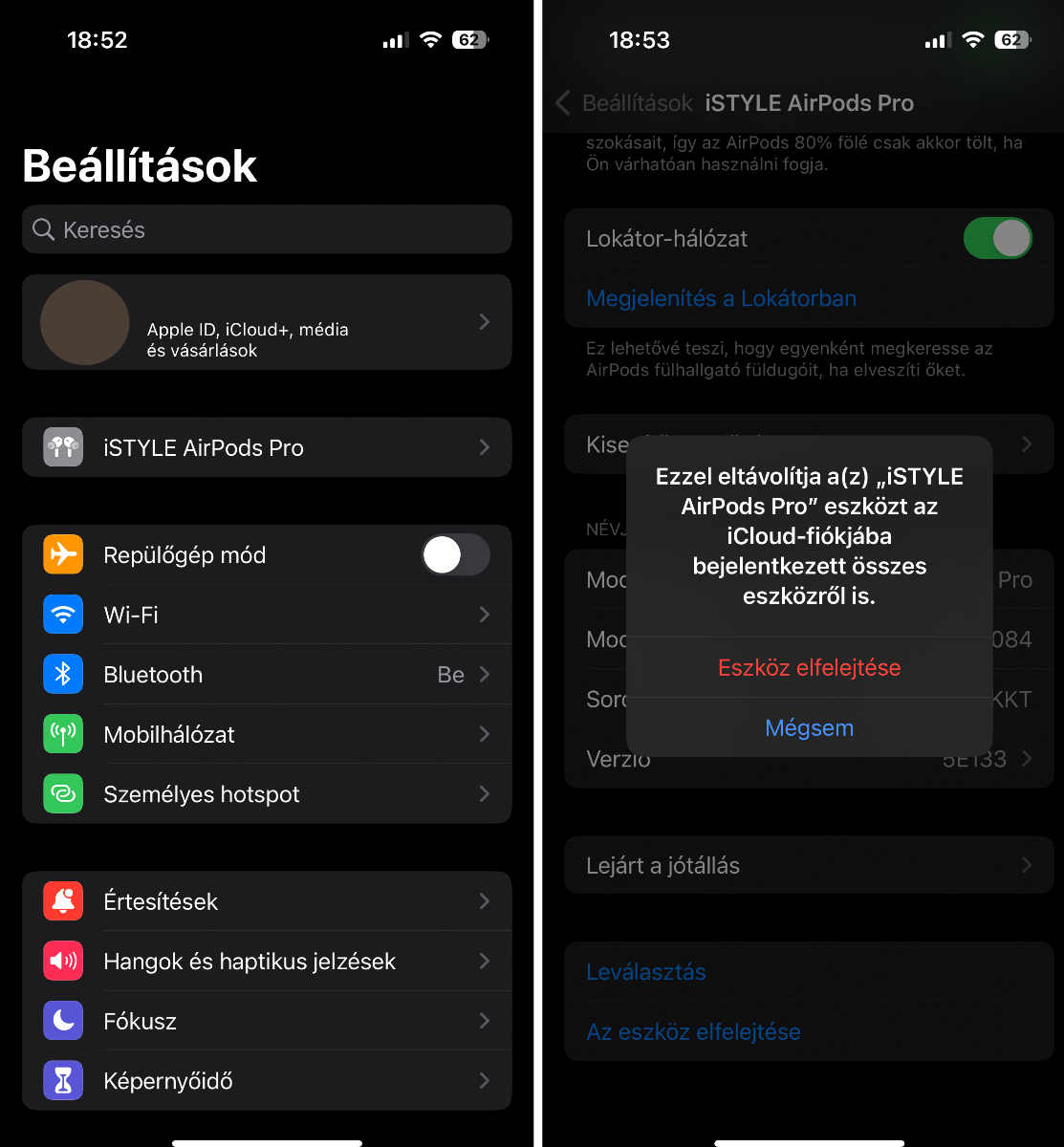 AirPods eltávolítása Apple fiókból (Apple ID) AirPods eltávolítása Apple fiókból (Apple ID)