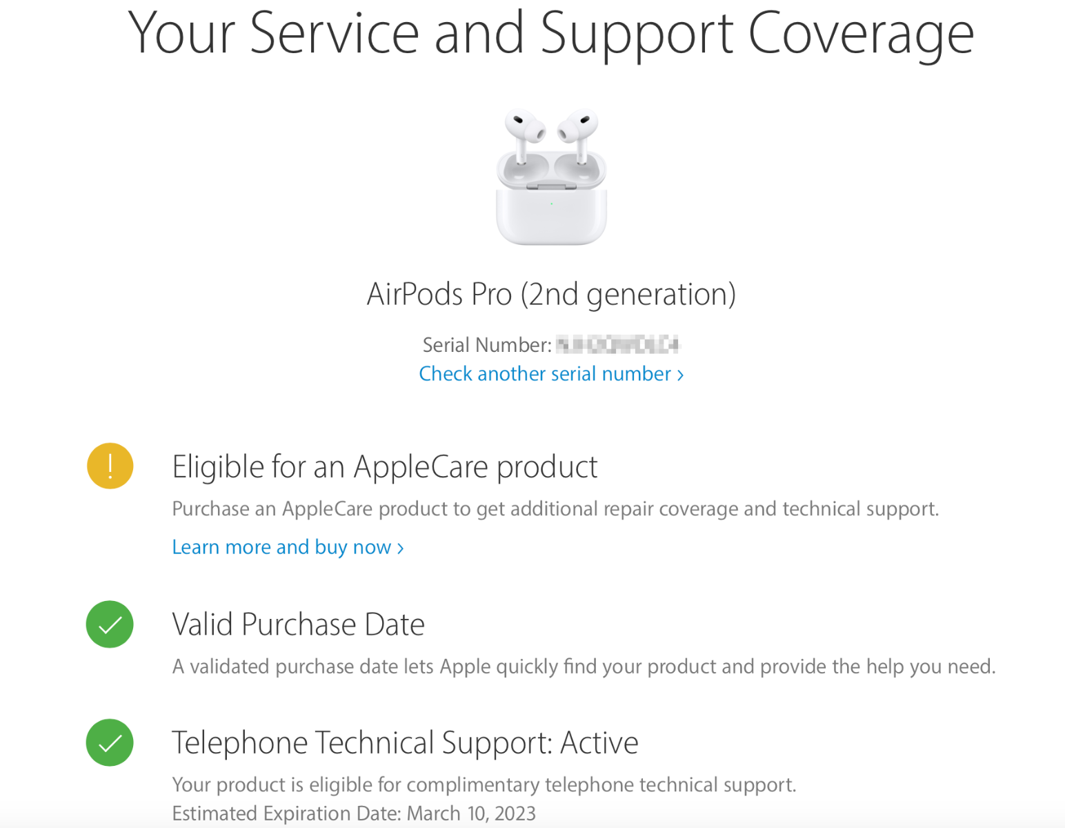 AirPods serial number ellenőrz&eacute;s