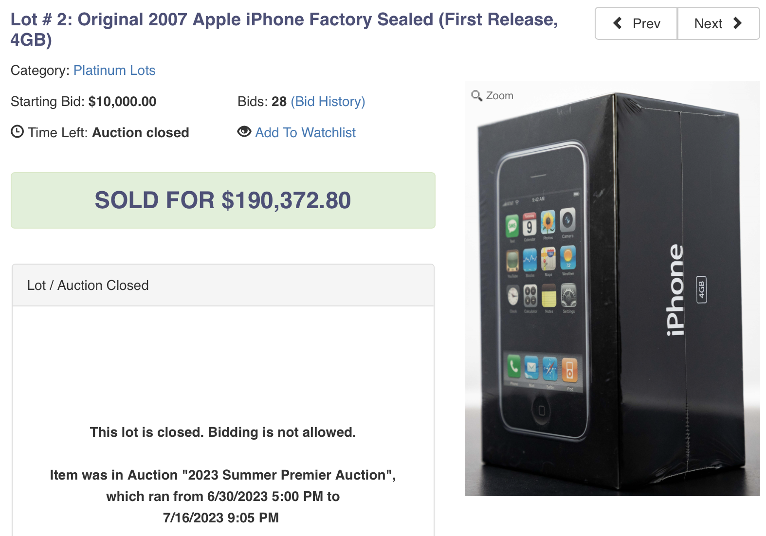 Eredeti iPhone aukci&oacute;s rekord