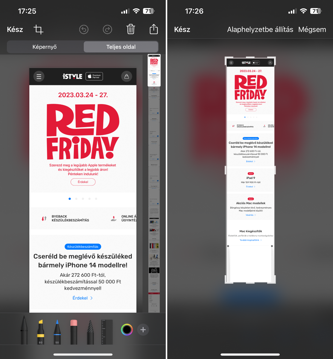 Görgethető screenshot iPhone-on Görgethető screenshot iPhone-on