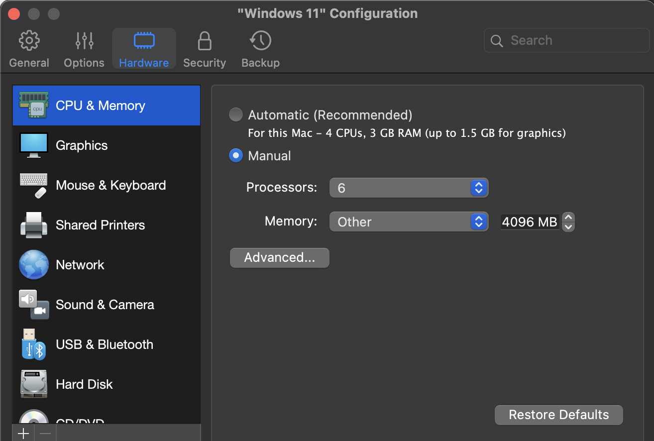Parallels Desktop konfigur&aacute;l&aacute;s Macen
