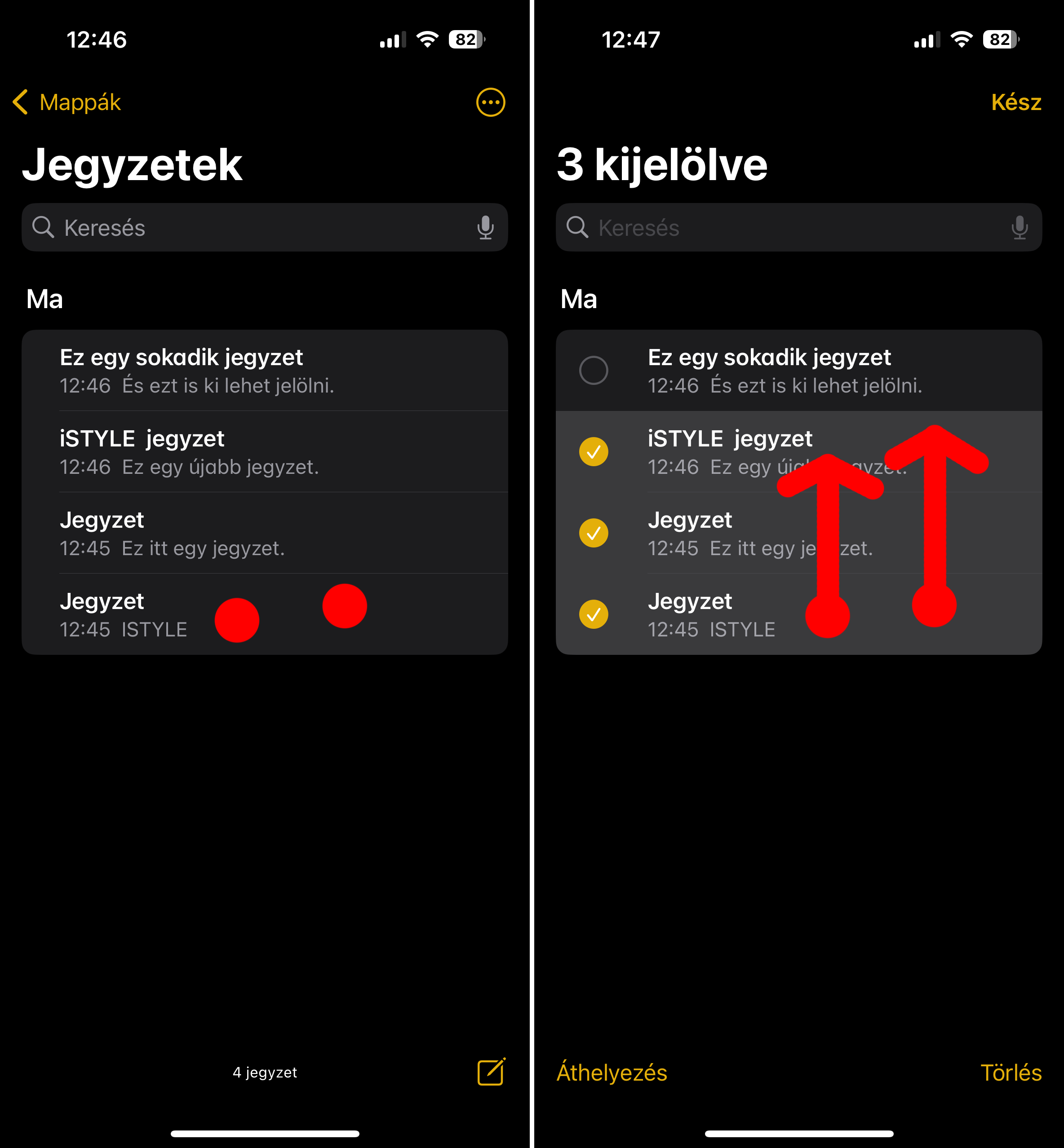 Több listaelem egyszerű kijelölése iPhone-on Több listaelem egyszerű kijelölése iPhone-on