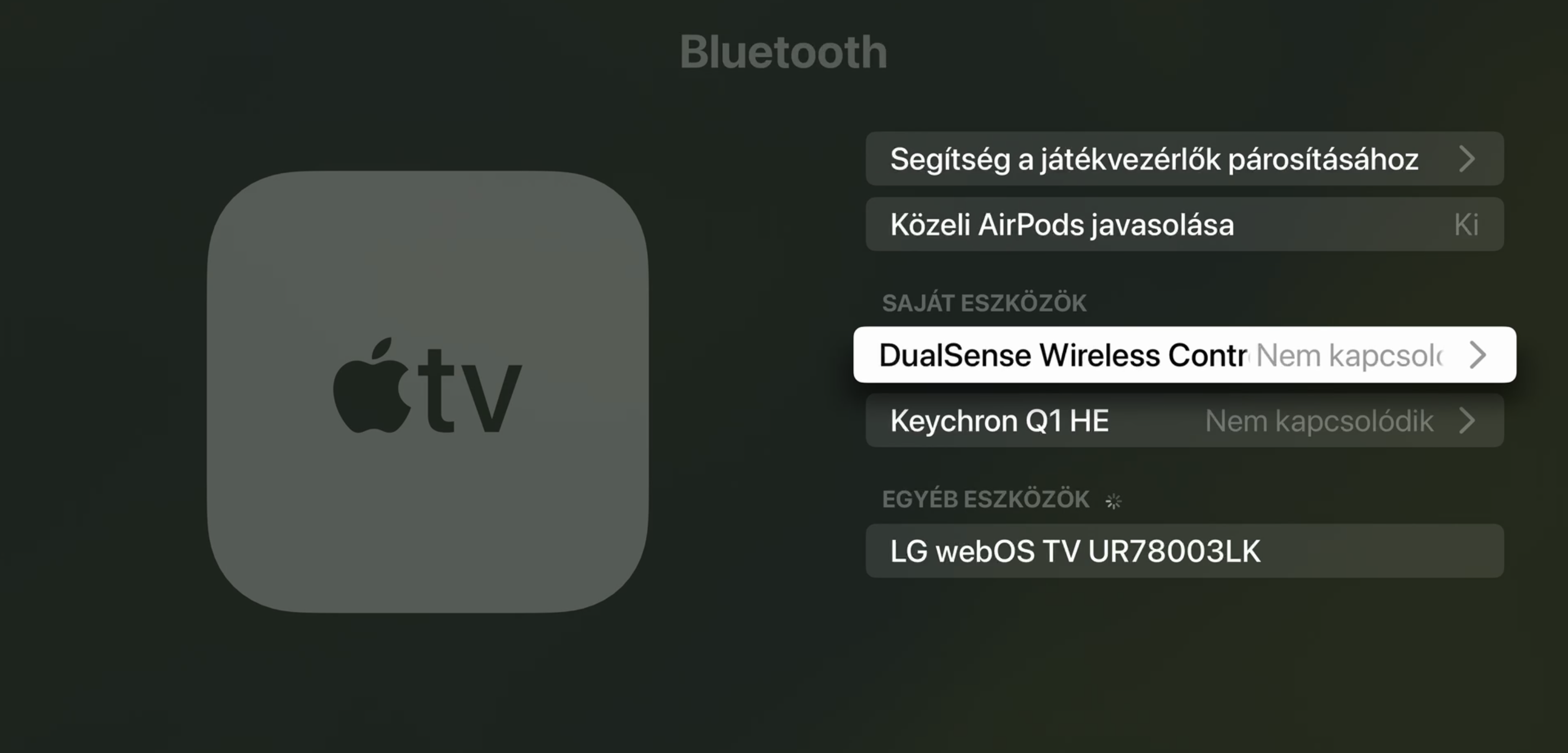 Kontroller csatlakoztatása Apple TV-hez Kontroller csatlakoztatása Apple TV-hez
