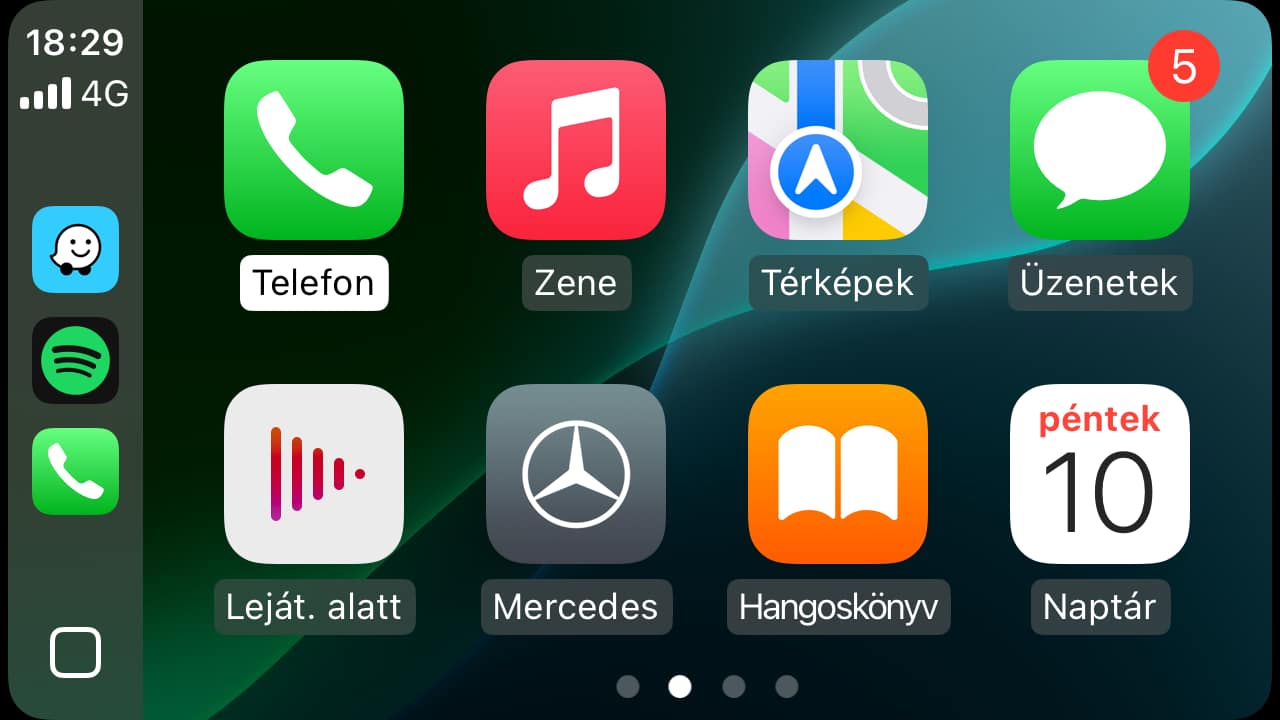 H&aacute;tt&eacute;rk&eacute;p v&aacute;ltoztat&aacute;sa Apple CarPlay-en