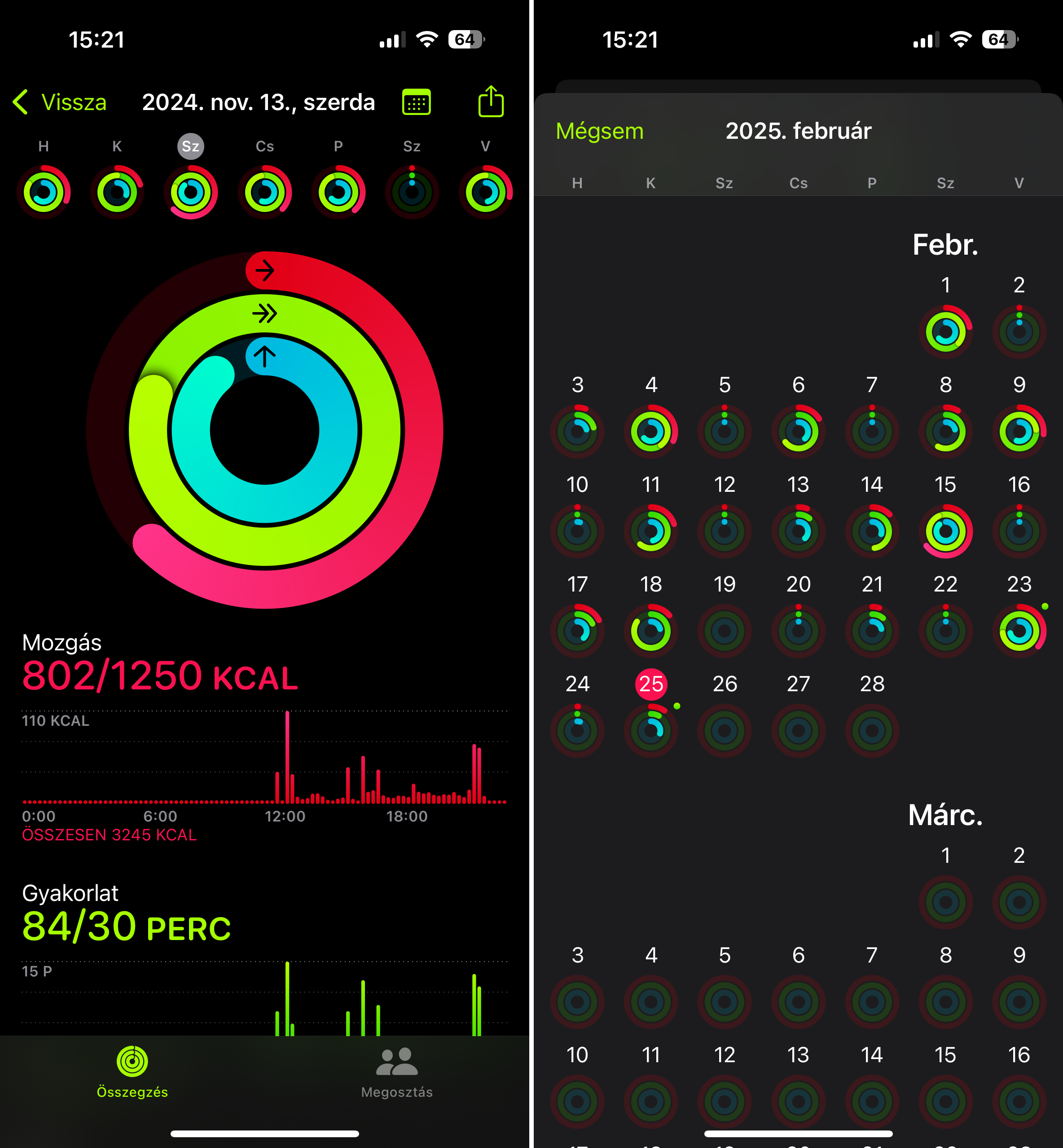 Statisztik&aacute;k az iPhone-os Fitnesz alkalmaz&aacute;sban