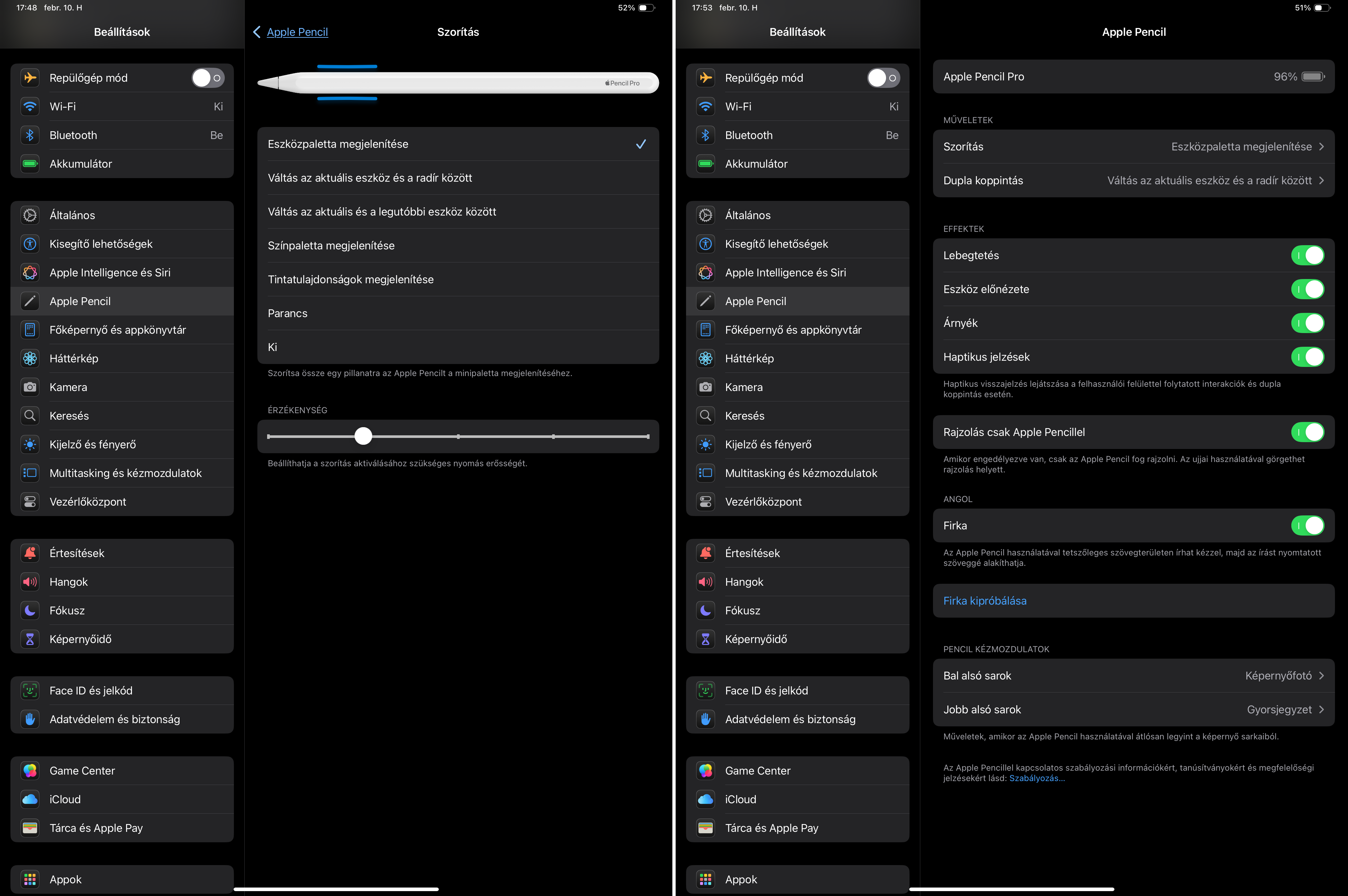 Apple Pencil Pro beállítások Apple Pencil Pro beállítások