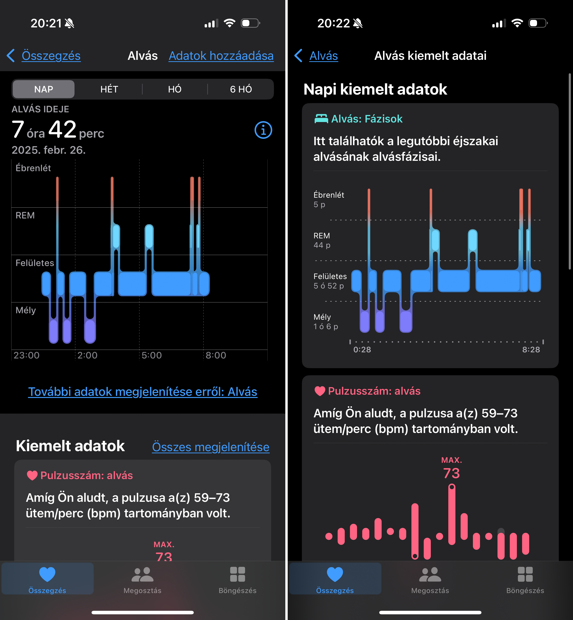 Alváskövetés eredményei iPhone-on Alváskövetés eredményei iPhone-on