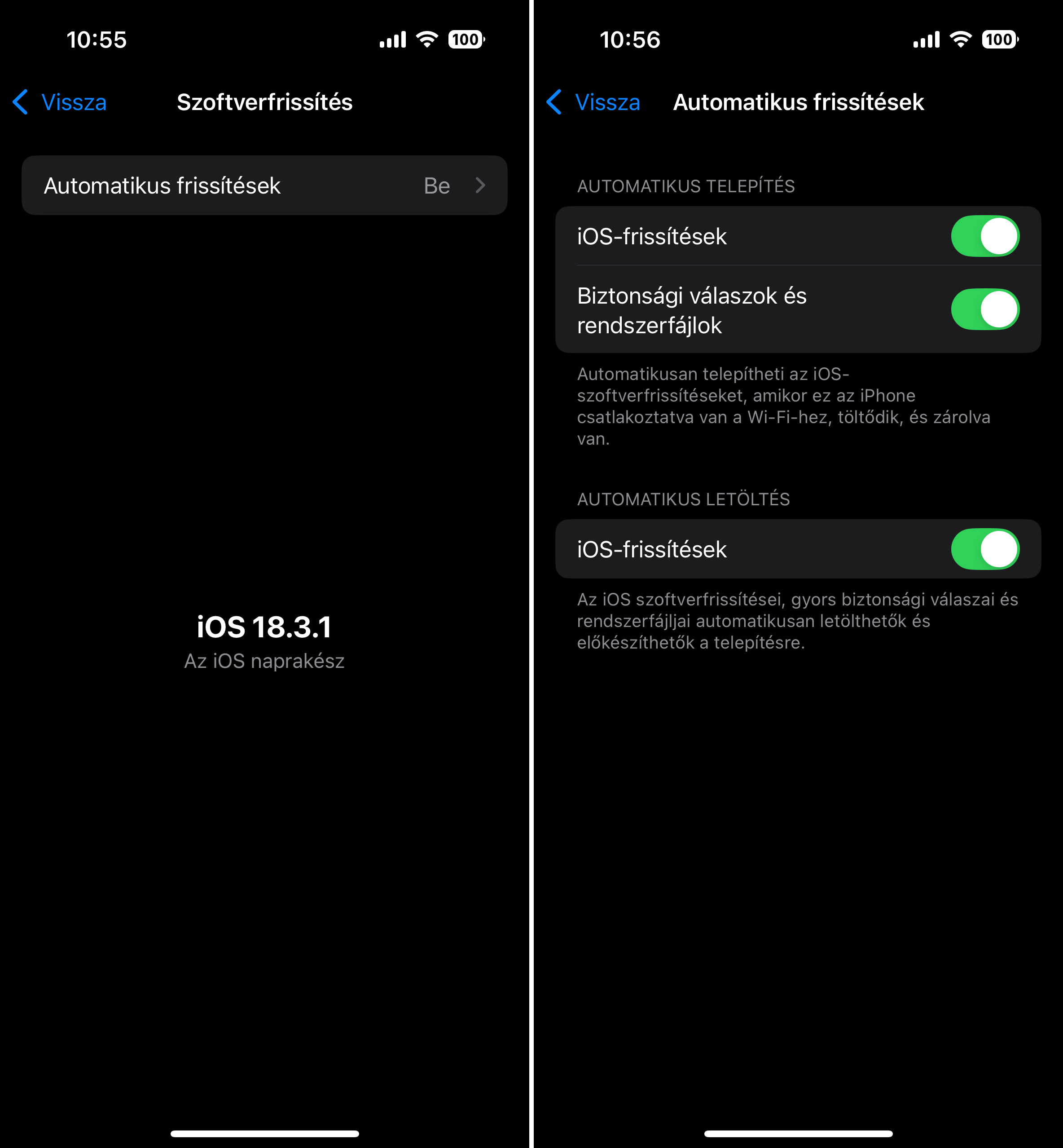 Biztonsági frissítés automatikus telepítése iOS-en Biztonsági frissítés automatikus telepítése iOS-en