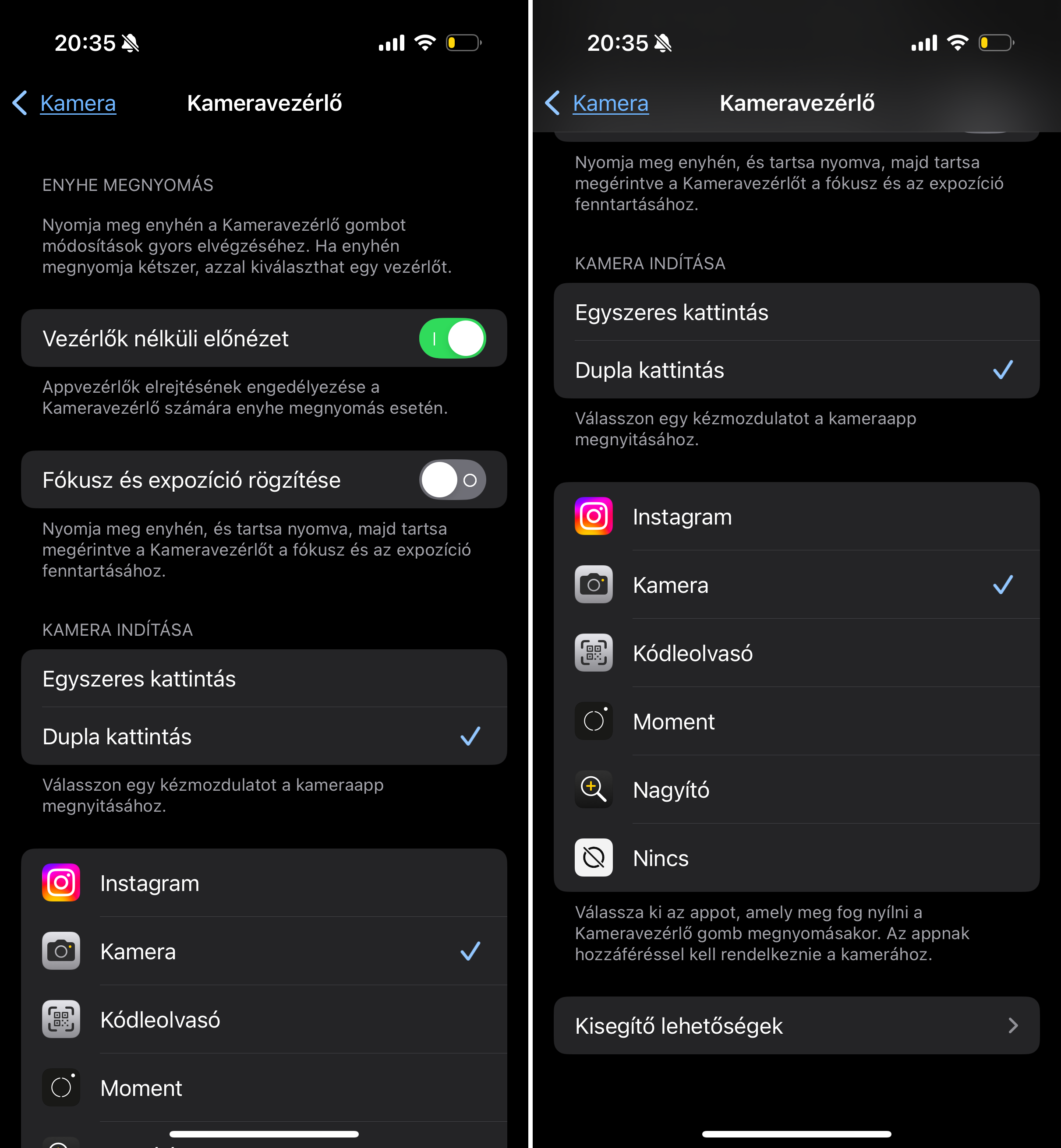 Kameravezérlő beállítása iPhone 16 készülékeken Kameravezérlő beállítása iPhone 16 készülékeken