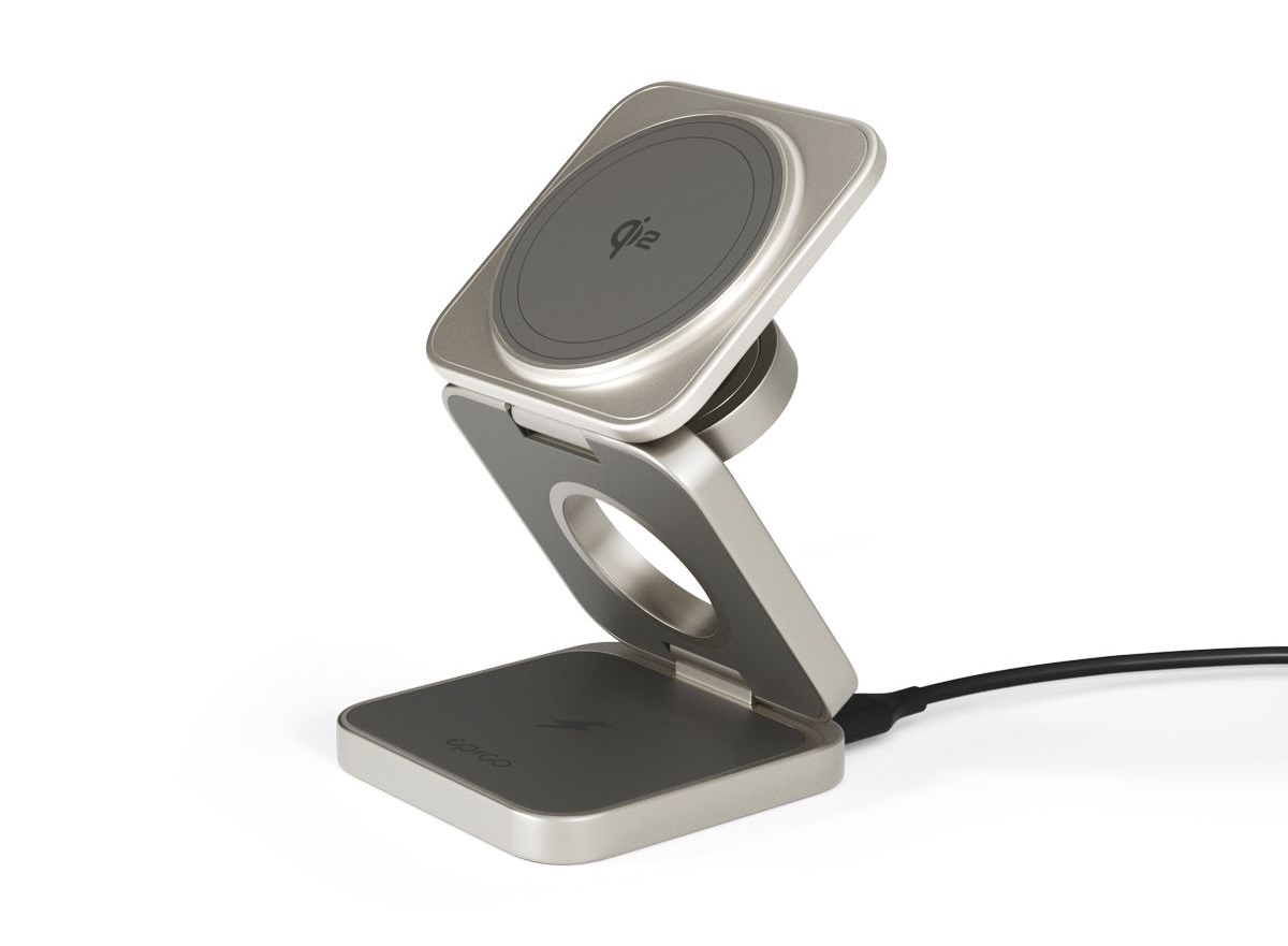 EPICO &ndash; UltraBase 3in1 Qi2 Mag+ &ouml;sszecsukhat&oacute; vezet&eacute;k n&eacute;lk&uuml;li t&ouml;ltő&aacute;llom&aacute;s - tit&aacute;n