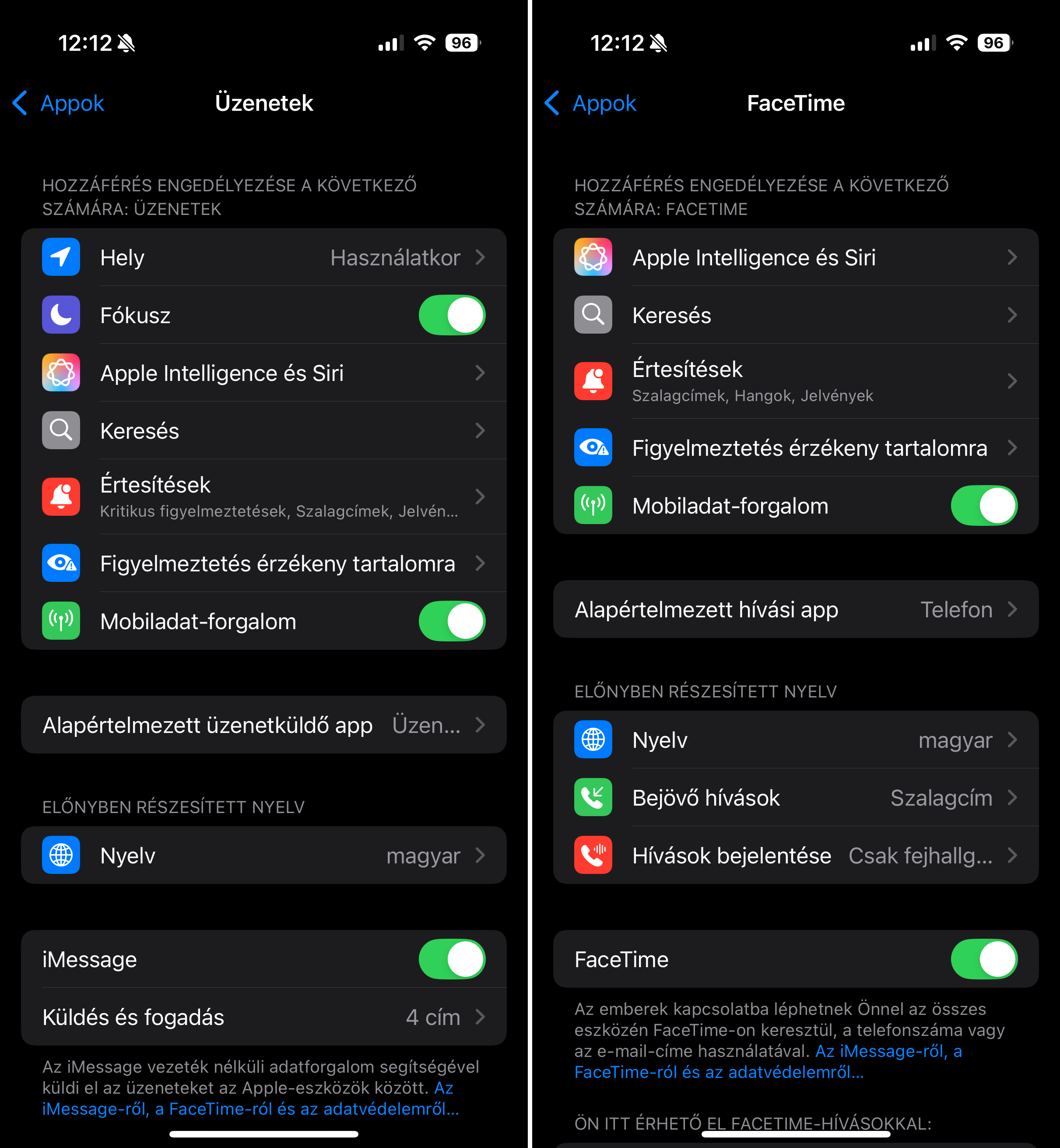 Az iMessage bekapcsol&aacute;sa iPhone-on