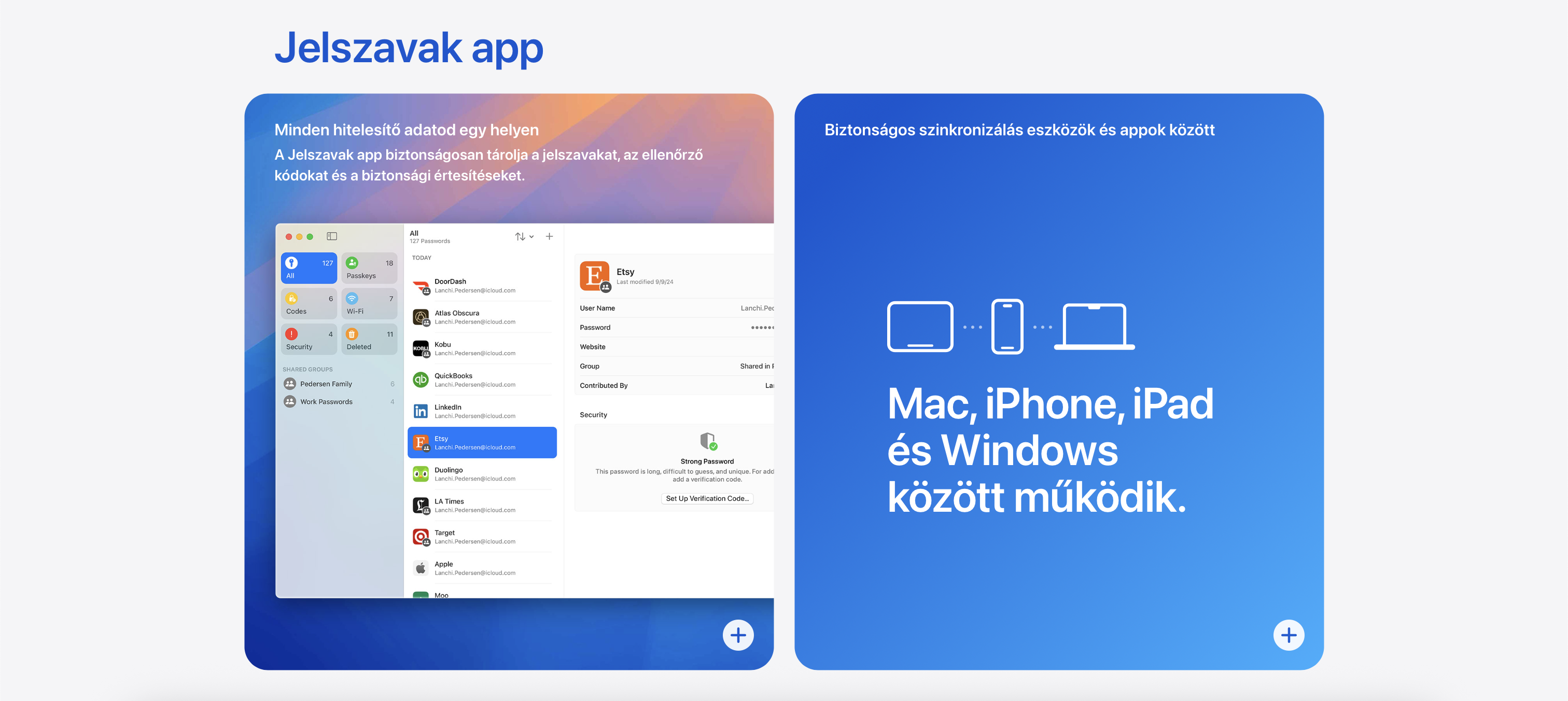 Jelszavak app Macen
