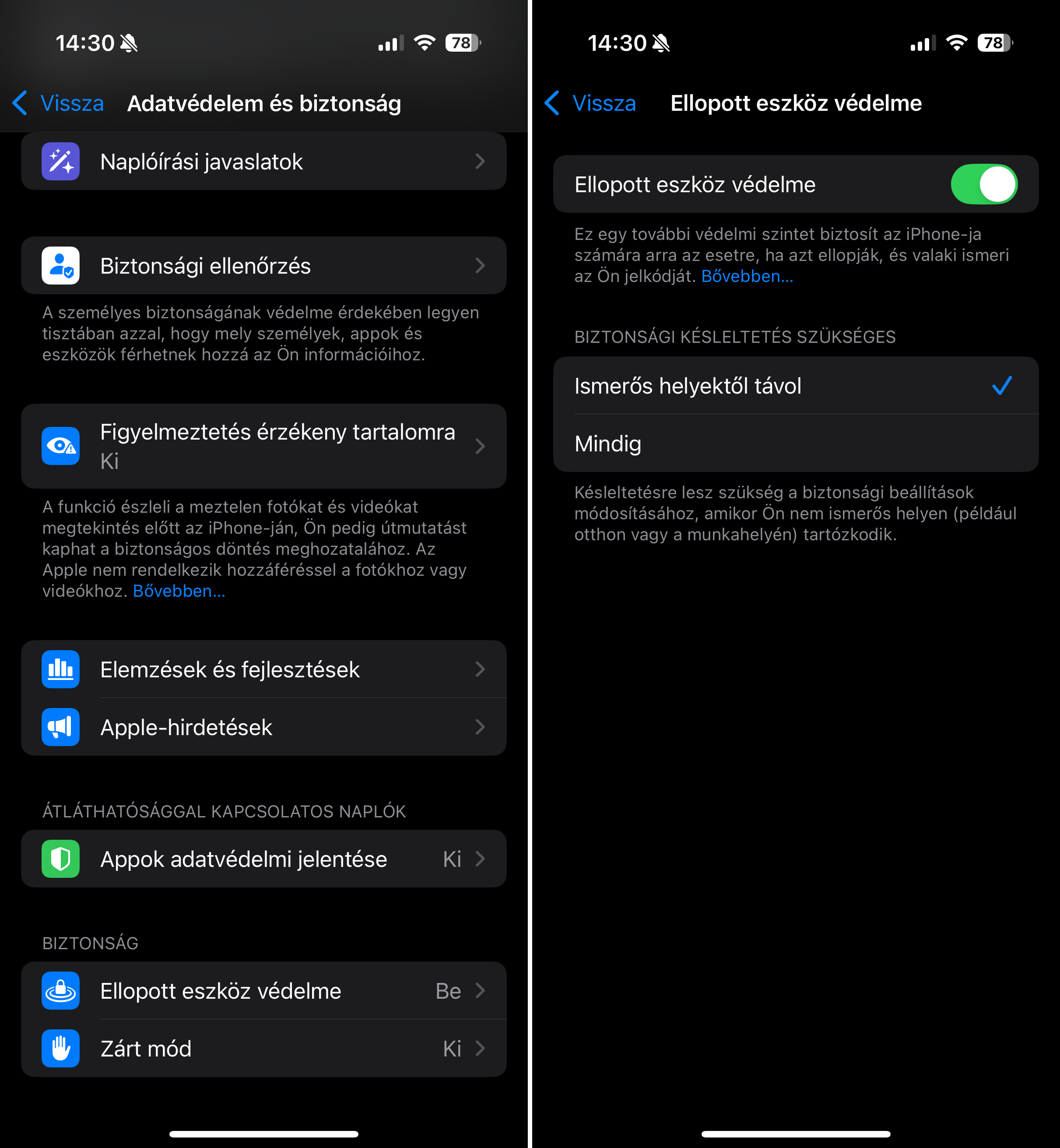 Ellopott eszköz védelme funkció iPhone-on Ellopott eszköz védelme funkció iPhone-on