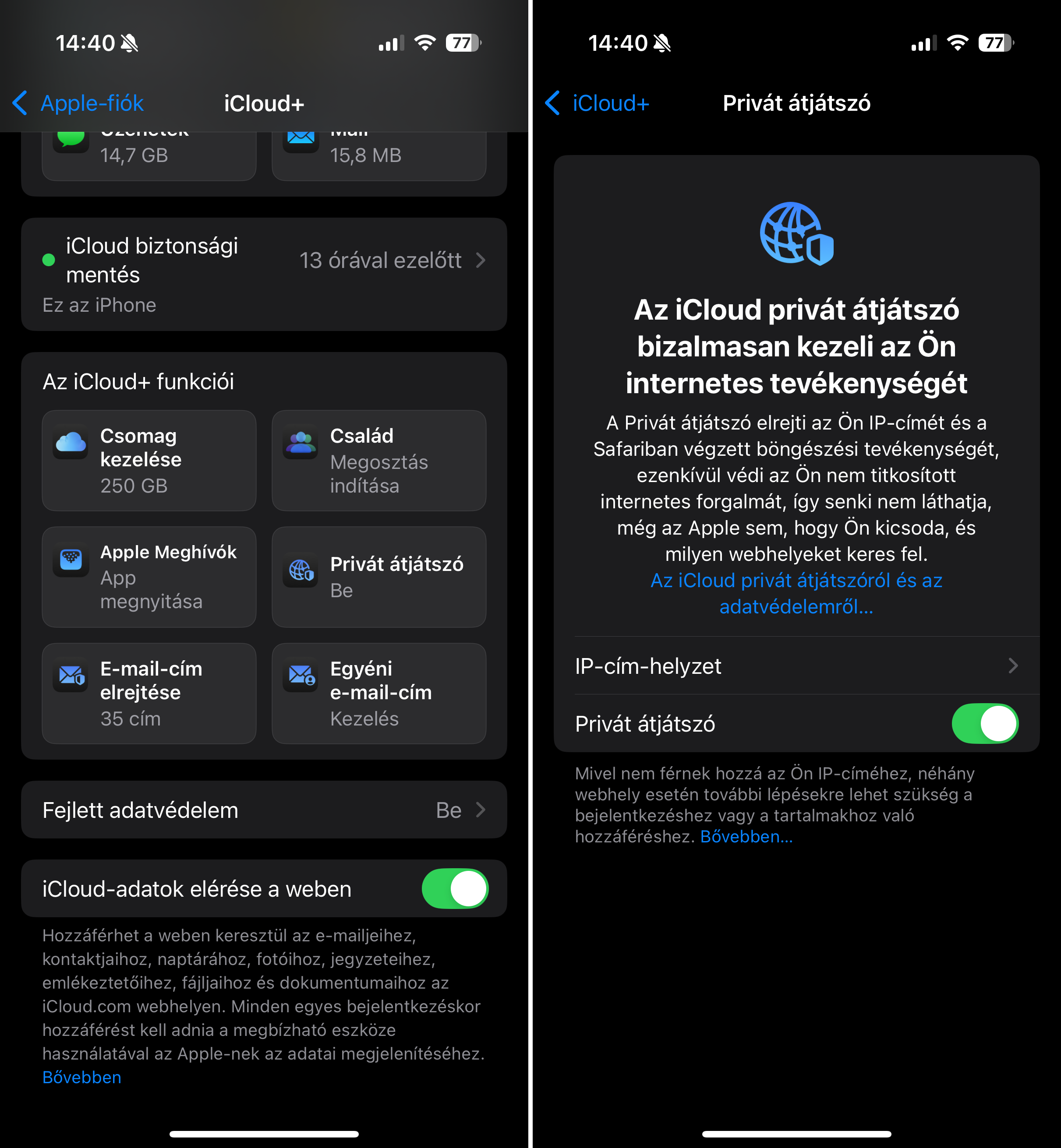Fejlett biztonsági lehetőségek iCloud+ előfizetéssel Fejlett biztonsági lehetőségek iCloud+ előfizetéssel