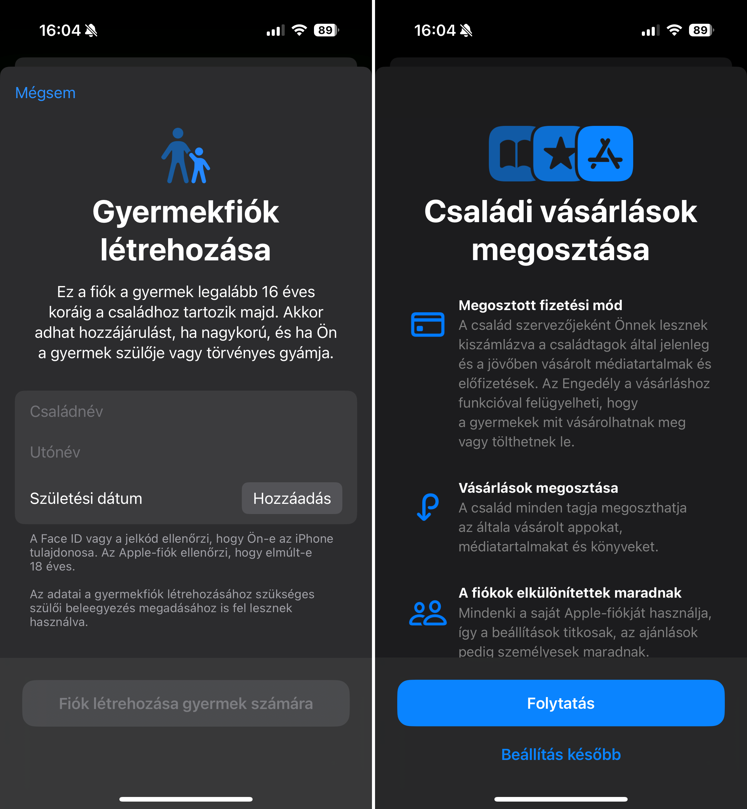 Családi megosztása beállítása iPhone-on Családi megosztása beállítása iPhone-on