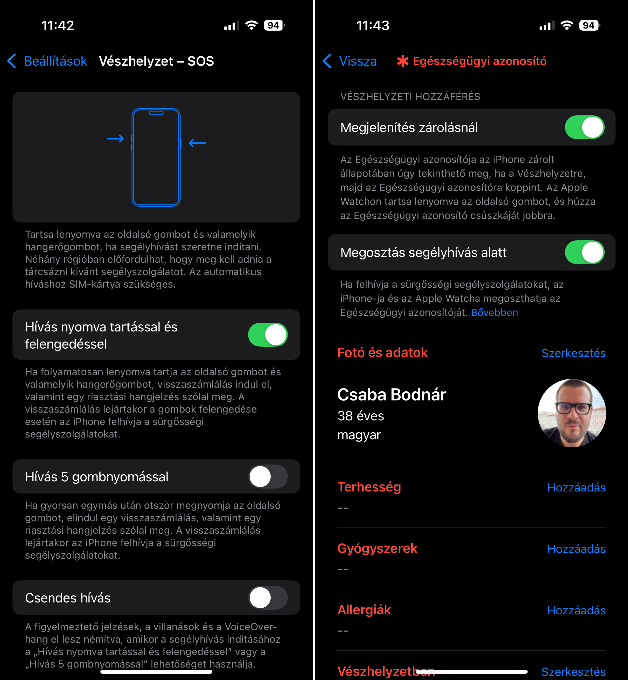 Segélyhívás iPhone-on Segélyhívás iPhone-on
