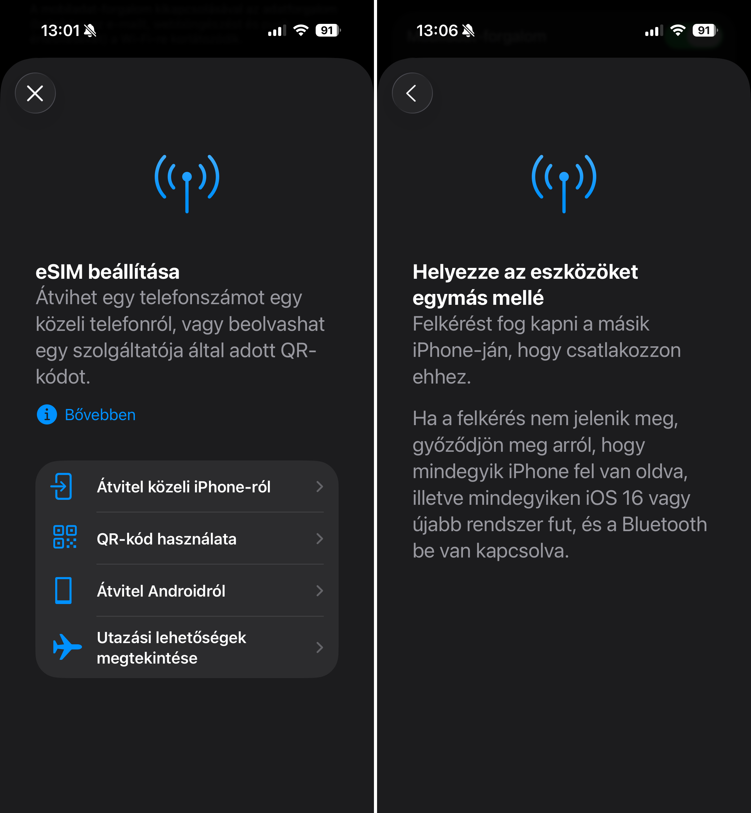 eSIM be&aacute;ll&iacute;t&aacute;s iPhone-on